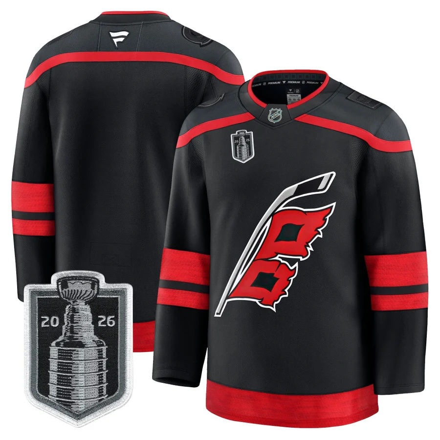 Men's Carolina Hurricanes 2026 Stanley Cup Patch Premium Jersey BLACK BLANK