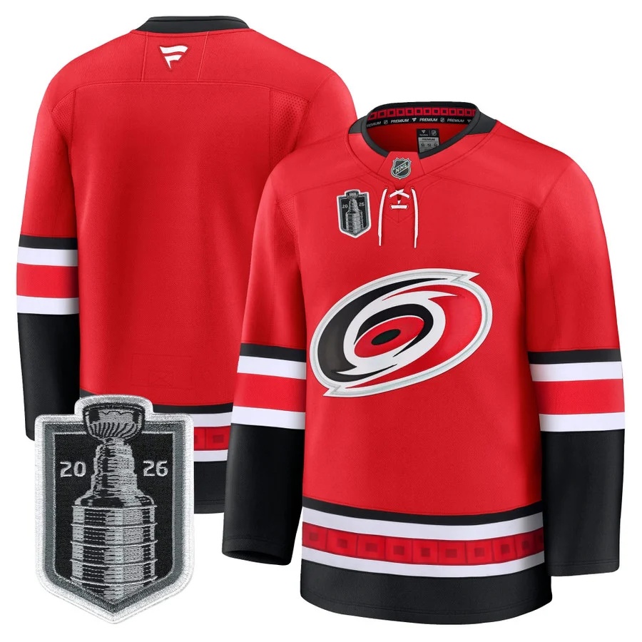 Men's Carolina Hurricanes 2026 Stanley Cup Patch Premium Jersey RED BLANK