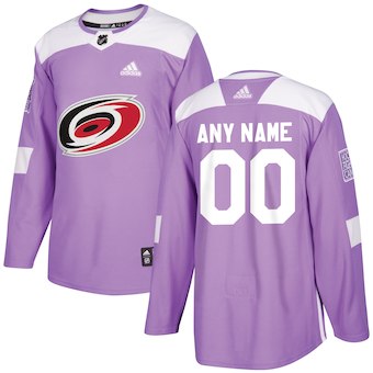 Men's Carolina Hurricanes adidas Purple Hockey Fights Cancer Custom Practice Stitched Jersey