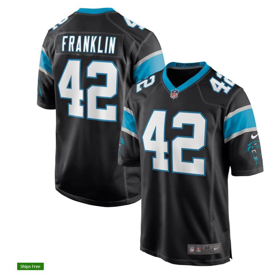 Men's Carolina Panthers #42 Sam Franklin Nike Black Game Football Jersey