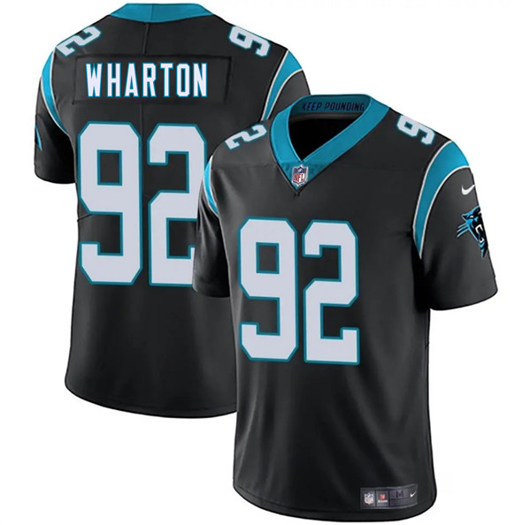 Men's Carolina Panthers #92 Tershawn Wharton Black 2025 Vapor Limited Football Stitched Jersey