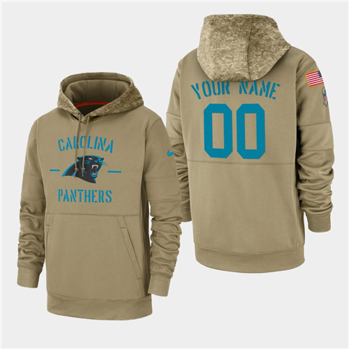 Men's Carolina Panthers Custom 2019 Salute to Service Sideline Therma Hoodie - Tan