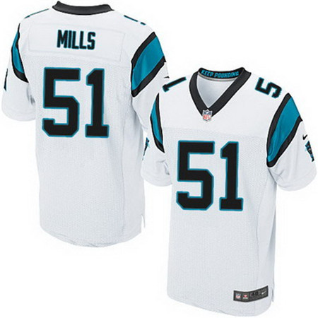 Men's Carolina Panthers Retired Player #51 Sam Mills White Road NFL Nike Elite Jersey