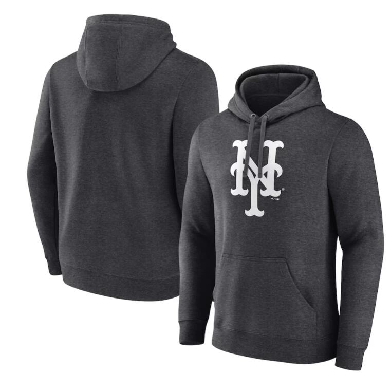 Men's Charcoal New York Mets Monochrome Pullover Hoodie