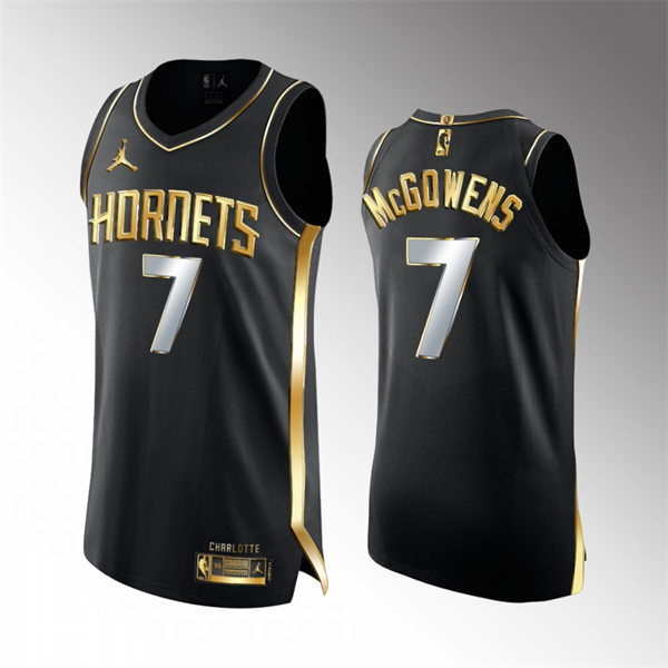 Men's Charlotte Hornets #7 Bryce McGowens Black Golden Edition Limited Jersey