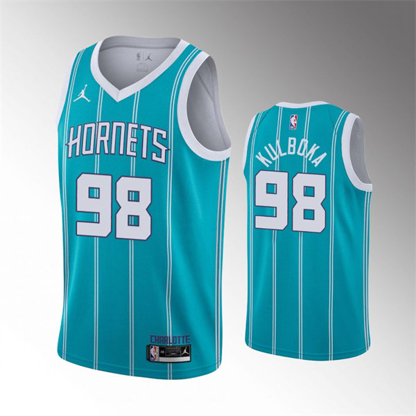 Men's Charlotte Hornets #98 Arnoldas Kulboka Teal Icon Edition Swingman Jersey