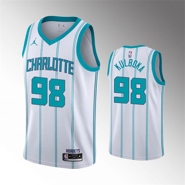 Men's Charlotte Hornets #98 Arnoldas Kulboka White Association Edition Jersey
