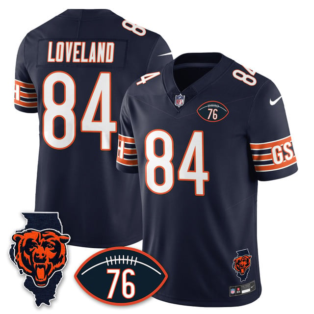 Men's Chicago Bears Honor Steve McMichael Jersey NAVY #84 COLSTON LOVELAND