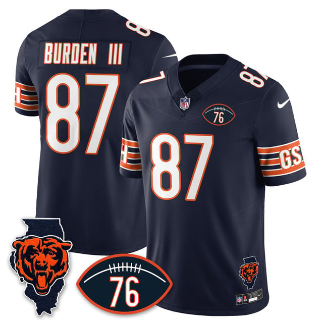 Men's Chicago Bears Honor Steve McMichael Jersey NAVY #87 LUTHER BURDEN III