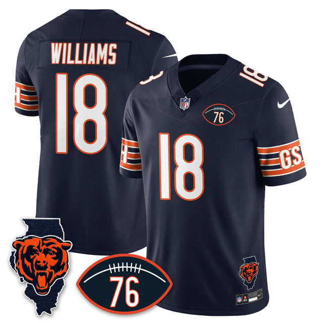 Men's Chicago Bears Honor Steve McMichael Jersey NAVY#18 CALEB WILLIAMS