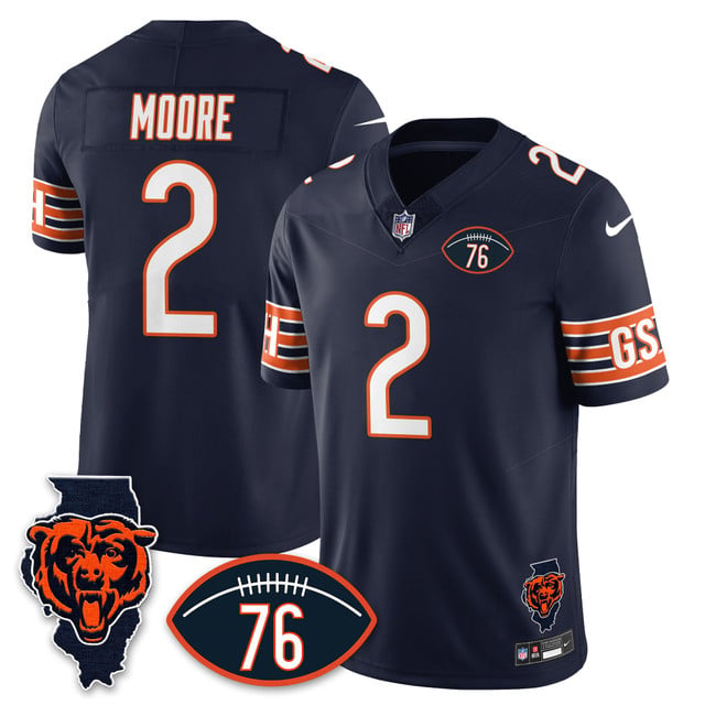Men's Chicago Bears Honor Steve McMichael Jersey NAVY#2 DJ MOORE
