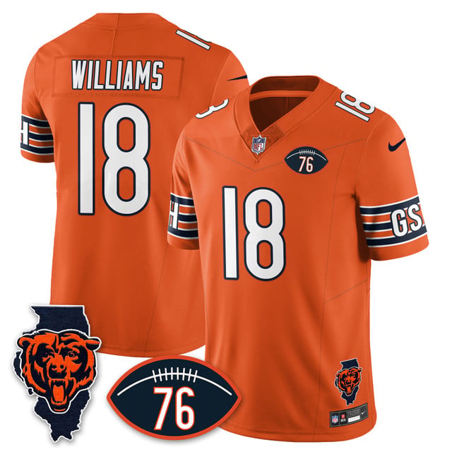 Men's Chicago Bears Honor Steve McMichael Jersey ORANGE #18 CALEB WILLIAMS