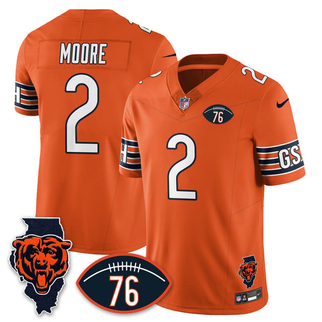 Men's Chicago Bears Honor Steve McMichael Jersey ORANGE #2 DJ MOORE