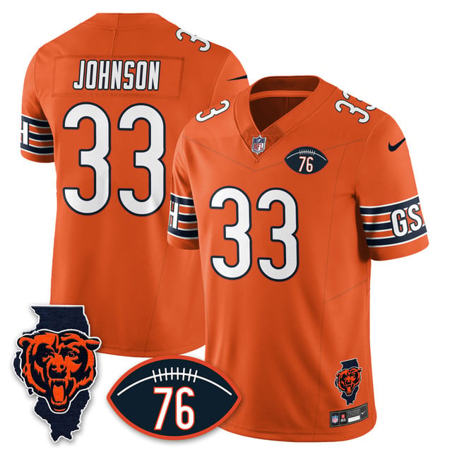 Men's Chicago Bears Honor Steve McMichael Jersey ORANGE #33 JAYLON JOHNSON