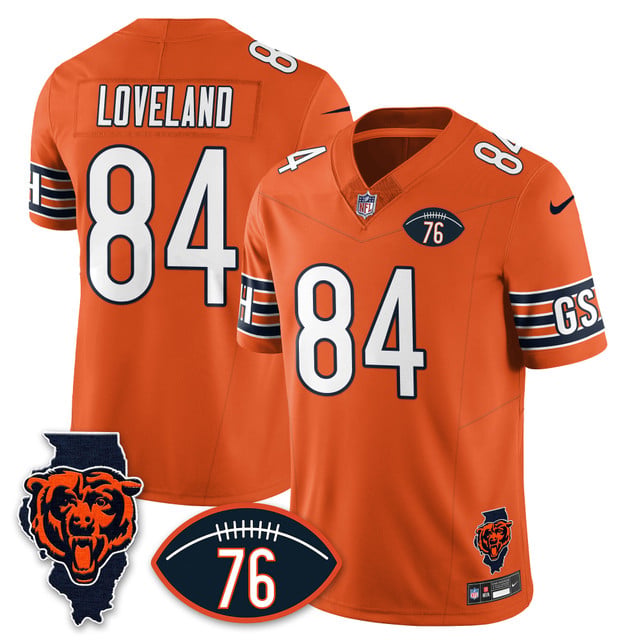 Men's Chicago Bears Honor Steve McMichael Jersey ORANGE #84 COLSTON LOVELAND
