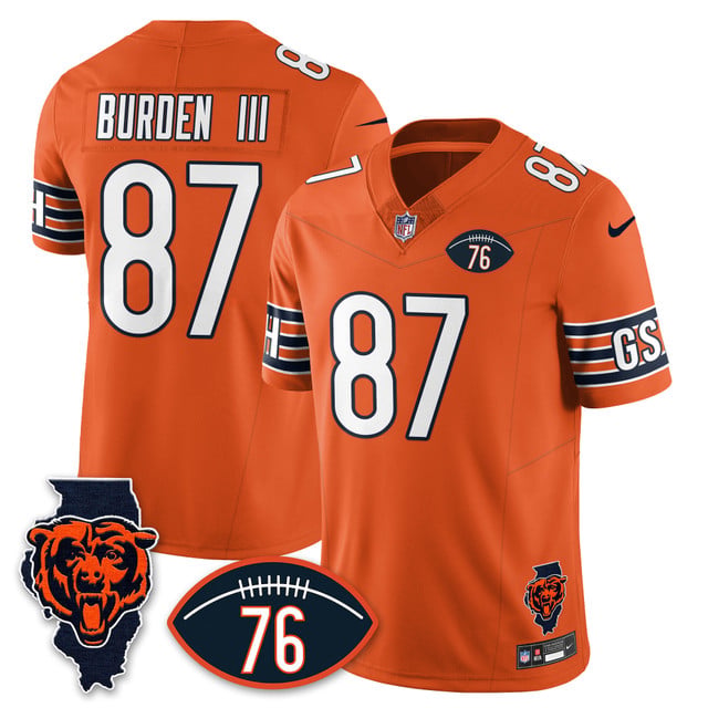 Men's Chicago Bears Honor Steve McMichael Jersey ORANGE #87 LUTHER BURDEN III