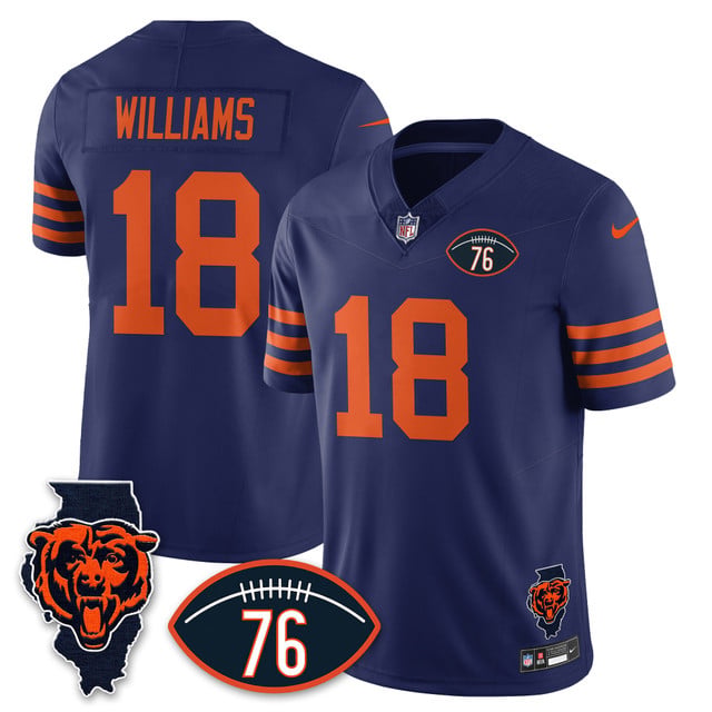 Men's Chicago Bears Honor Steve McMichael Jersey THROWBACK #18 CALEB WILLIAMS