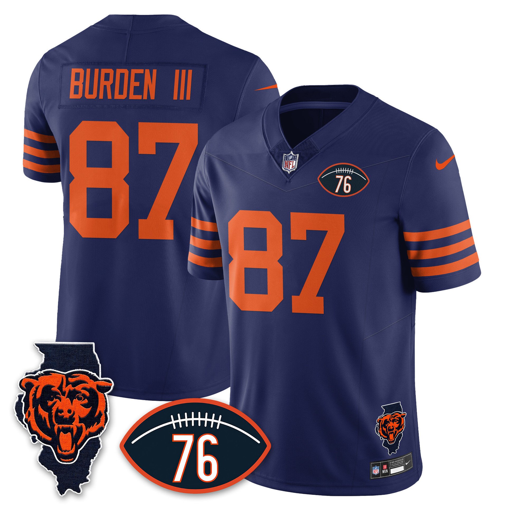 Men's Chicago Bears Honor Steve McMichael Jersey THROWBACK #87 LUTHER BURDEN III