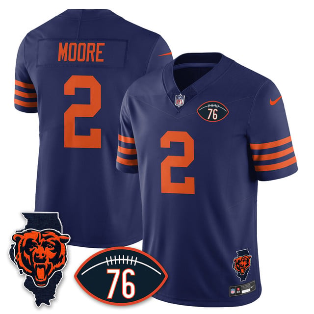 Men's Chicago Bears Honor Steve McMichael Jersey THROWBACK#2 DJ MOORE