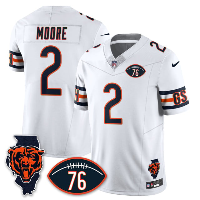 Men's Chicago Bears Honor Steve McMichael Jersey WHITE #2 DJ MOORE