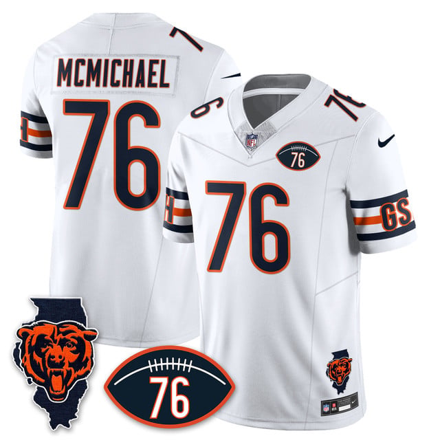 Men's Chicago Bears Honor Steve McMichael Jersey WHITE #76  STEVE MCMICHAEL