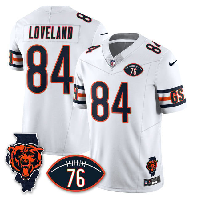 Men's Chicago Bears Honor Steve McMichael Jersey WHITE #84 COLSTON LOVELAND