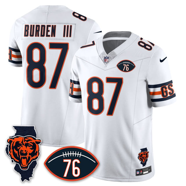 Men's Chicago Bears Honor Steve McMichael Jersey WHITE #87 LUTHER BURDEN III