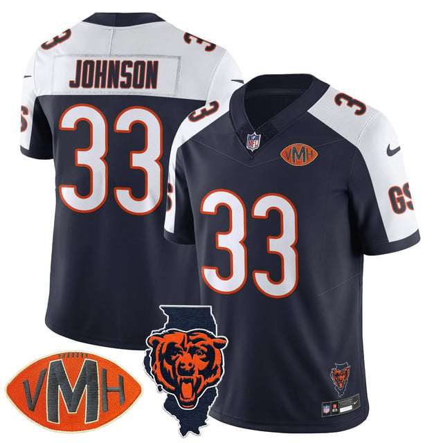 Men's Chicago Bears Honor Virginia Halas McCaskey Jersey #33 JAYLON JOHNSON