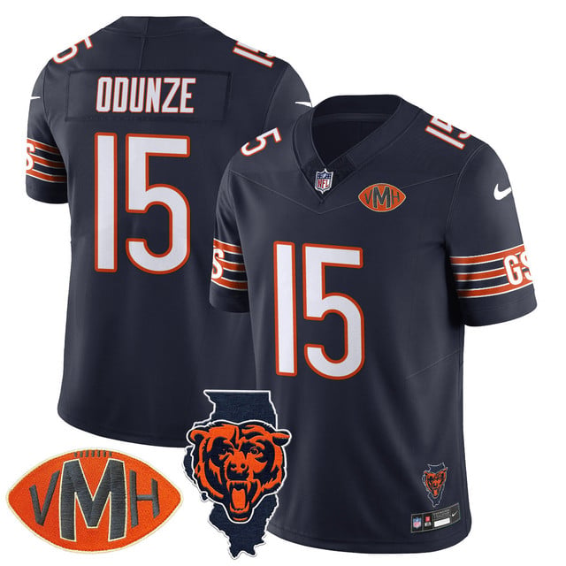 Men's Chicago Bears Honor Virginia Halas McCaskey Jersey NAVY #15 ROME ODUNZE
