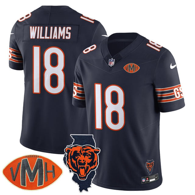 Men's Chicago Bears Honor Virginia Halas McCaskey Jersey NAVY #18 CALEB WILLIAMS