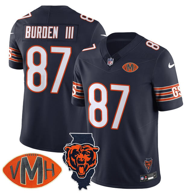 Men's Chicago Bears Honor Virginia Halas McCaskey Jersey NAVY #87 LUTHER BURDEN III