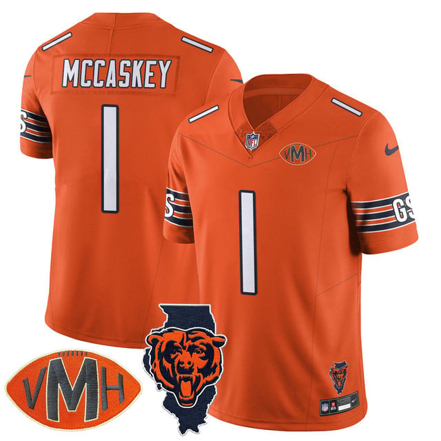Men's Chicago Bears Honor Virginia Halas McCaskey Jersey ORANGE #1 MCCASKEY