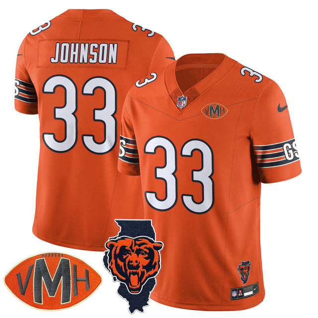 Men's Chicago Bears Honor Virginia Halas McCaskey Jersey ORANGE #33 JAYLON JOHNSON