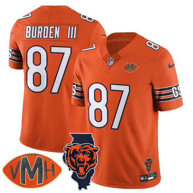 Men's Chicago Bears Honor Virginia Halas McCaskey Jersey ORANGE #87 LUTHER BURDEN III