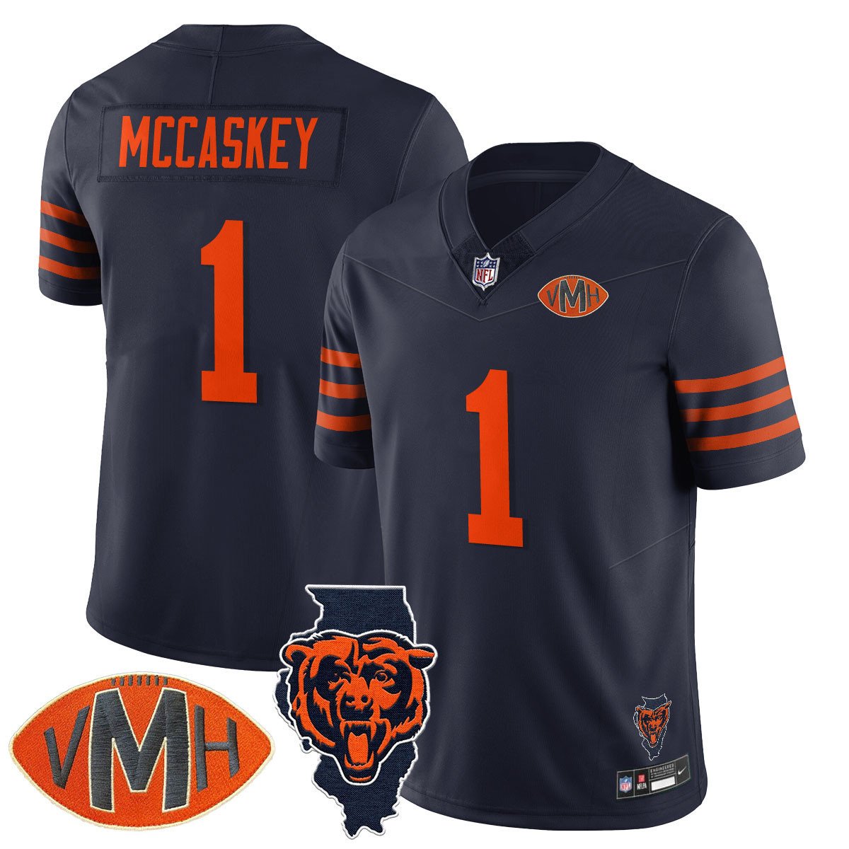 Men's Chicago Bears Honor Virginia Halas McCaskey Jersey THROWBACK #1 MCCASKEY