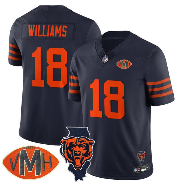 Men's Chicago Bears Honor Virginia Halas McCaskey Jersey THROWBACK #18 CALEB WILLIAMS