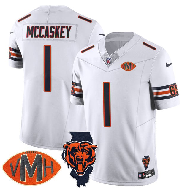 Men's Chicago Bears Honor Virginia Halas McCaskey Jersey WHITE #1 MCCASKEY