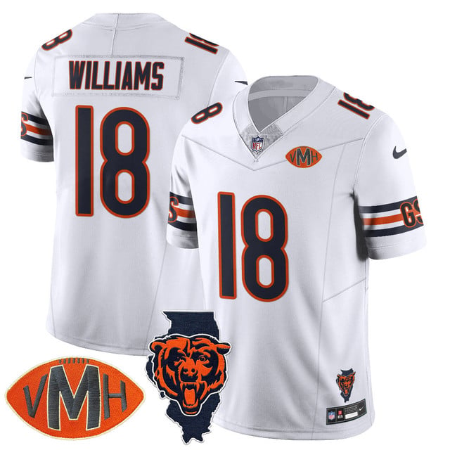 Men's Chicago Bears Honor Virginia Halas McCaskey Jersey WHITE #18 CALEB WILLIAMS