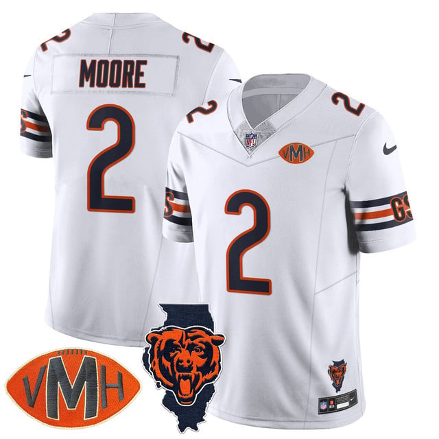 Men's Chicago Bears Honor Virginia Halas McCaskey Jersey WHITE #2 DJ MOORE