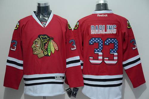 Men's Chicago Blackhawks #00 Scott Darling USA Flag Fashion Red Jersey Stitched