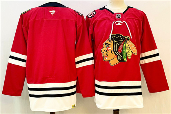 Men's Chicago Blackhawks Blank Red 2025 Home 100th Anniversary Stitched Hockey