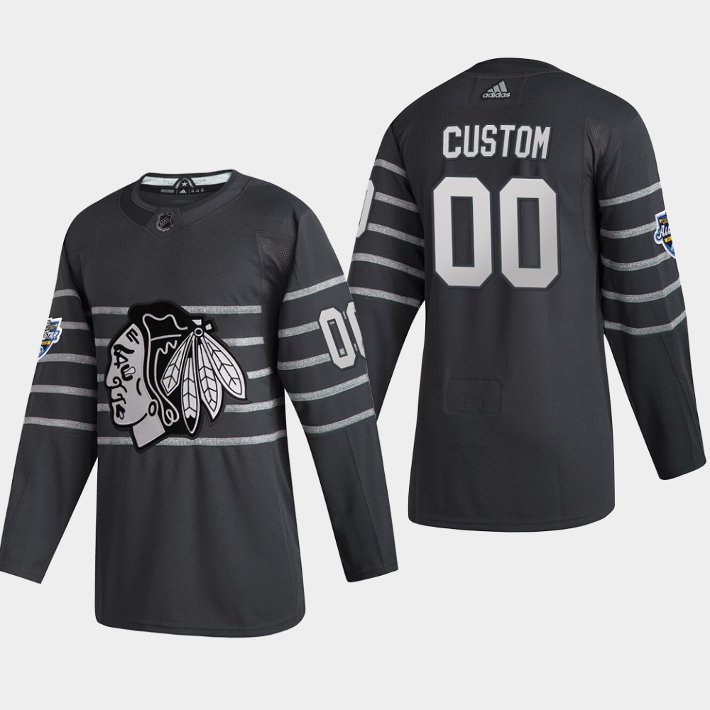 Men's Chicago Blackhawks Custom adidas 2020 NHL All-Star Game Gray Authentic Jersey Stitched
