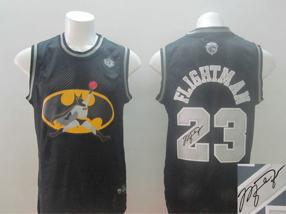 Men's Chicago Bulls #23 Michael Jordan Flightman Black Swingman signature Jersey