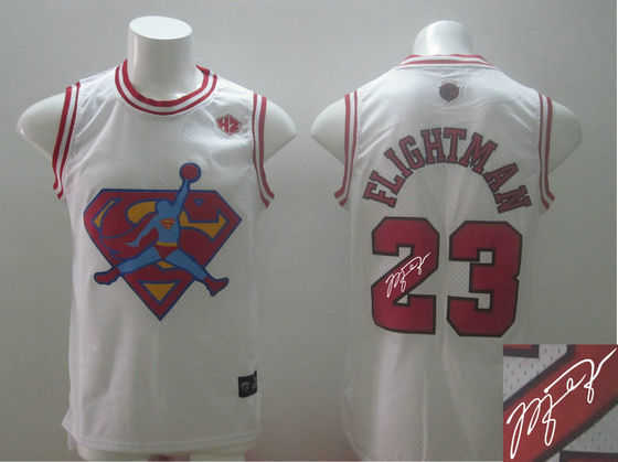 Men's Chicago Bulls #23 Michael Jordan Flightman White Swingman signature Jersey