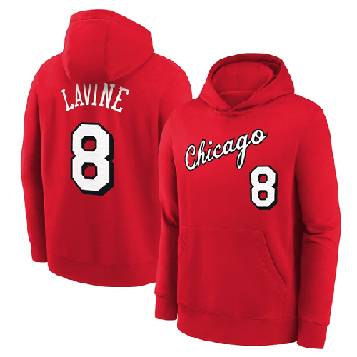 Men's Chicago Bulls #8 Zach Lavine Red Pullover Hoodie