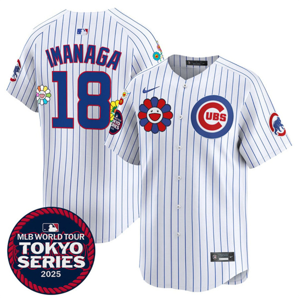 Men's Chicago Cubs #18 Sh??ta Imanaga White 2025 Tokyo Series Limited Stitched Baseball Jersey