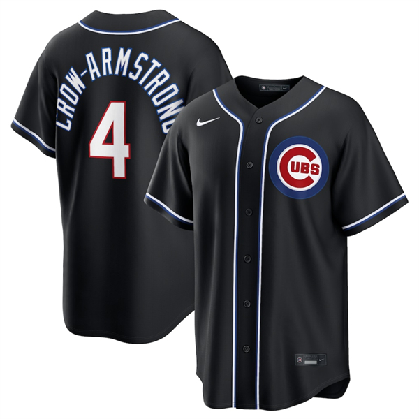 Men's Chicago Cubs #4 Pete Crow-Armstrong 2026 Black Out Stitched Baseball Jersey