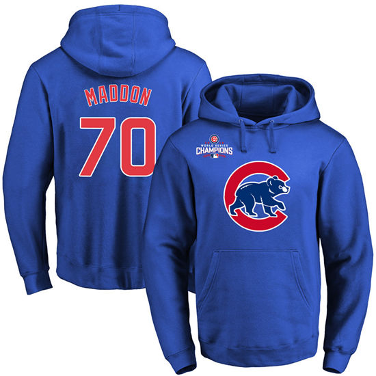 Men's Chicago Cubs #70 Joe Maddon Royal Primary Logo Pullover Hoodie