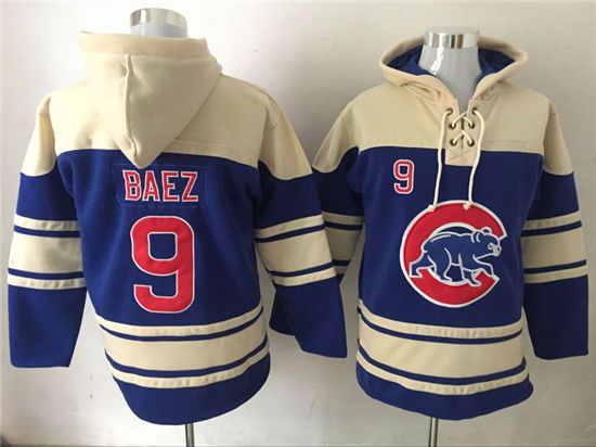 Men's Chicago Cubs #9 Javier Baez Royal Blue Baseball Hoodie
