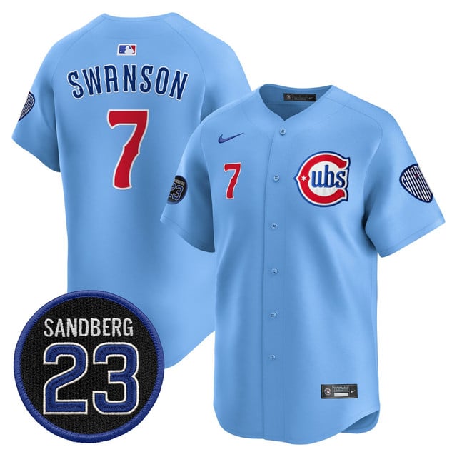 Men's Chicago Cubs 'Ryne Sandberg Tribute' Vapor Premier Limited Jersey V2 #7 Dansby Swanson